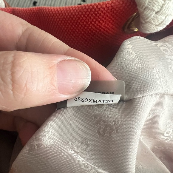 Michael Kors Red and White Shoulder Bag with Gold Accents - Picture 10 of 10